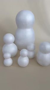 FFBH 10 pcs Handmade Polystyrene Snowman Craft Balls Xmas Decor Ornaments Snowman Foam Models Styrofoam Snowman Modelling Matrrial M2Y9R