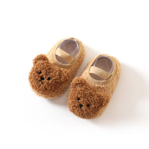 Cartoon Bear Baby Floor Socks Winter Warm Toddler Walking Shoes Kids Soft Sole First Walkers Anti-slip Newborn Infant Crib Shoes
