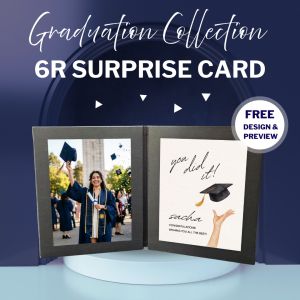 【Graduation Collection】6R Surprise Card Personalised Message Premium Hard Cover Birthday Anniversary Christmas Graduation Gift