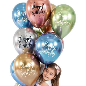 10pcs Happy Birthday 12inch Metallic Balloons Printed Pattern Metal Globos Birthday Party Decorations
