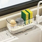 Sponge Holder for Sink Kitchen Sink Drain Rack with Drainer Faucet Shampoo Soap Storage Shelf Organizer