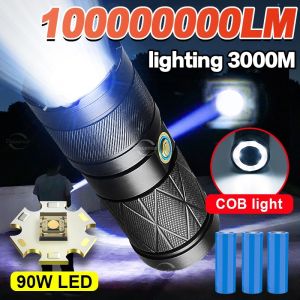 90W 100000000LM flashlight rechargeable heavyduty original torchlight powerful flash light waterproof strong light emergency light zoomable Tactical Lantern Hand Light long range touch light super bright flash light 100000 lumens touchlight camping lampu