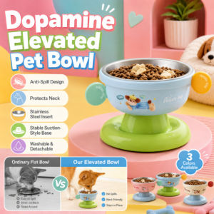 Elevated Stainless Steel Pet Bowl Anti Spill Neck Protection Raised Dog Cat Bowl Non Slip Base Durable Healthy Eating