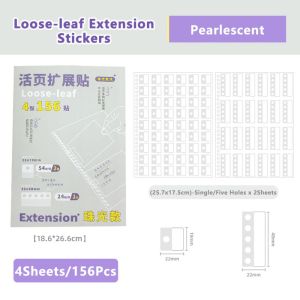SZXBOGS 156Pcs Reusable Adhesive Loose-leaf Extension Stickers Single Hole 5-Hole Design Multi-Color Binder Page Repair Patches Portable No Punch Hole Reinforcement Labels A4 B5 A6 M5 Notebooks