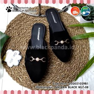 Sepatu Flat Shoes Flatshoes Wanita Terbaru Karet Empuk Elegan Kekinian Black Panda Blackpanda Nayara