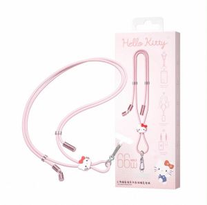 Sanrio Character 2-in-1 Phone Lanyard & 66W Fast Charging Cable | Cute Hello Kitty Cinnamoroll Kuromi Neck Strap USB Cable Cord