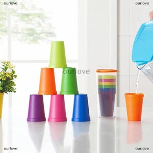 [COD] ourlove 7pcs Rainbow Plastic Cups Set Reusable Water Mug Picnic Travel Trendy Funny Portable Rainbow Suit Cup Party Kids Drink Cup
