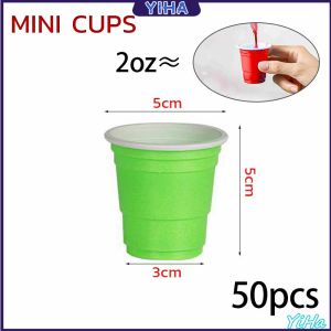 Yiha พลาสติก แก้วเหล้า งานเลี้ยง แก้วน้ำ แก้วพลาสติกทิ้ง สีแดง 16oz/2oz