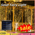 kangle 【💥50% off】ม่านไฟพลังงานแสงอาทิตย์ LED กลางแจ้งกันน้ำ เซลล์แสงอาทิตย์ ไฟตกแต่ง คริสมาสต์ Fairy ราวบันไดแสง. 