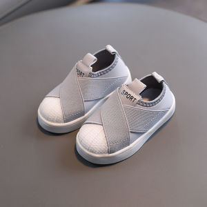 [Shipment from Malay warehouse] Childrens Shell Head Casual Shoes 2025 New Boys Board Shoes and Girls Sports Shoes White Shoes
