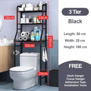 3 Tier Toilet Rack Washing Machine Rack Toilet Shelf Storage Shelf Shelves Shower Rack Bathroom Rack Organizer