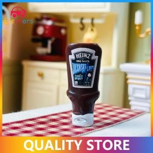 [Eleanor] 4Pcs Dollhouse Miniature Strawberry Sauce Jam Jar Kitchen Food Accessories For Dolls House Decorations Kids Toys Gift