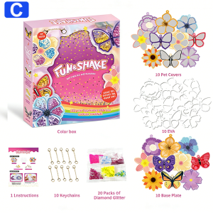 Princess Theme Kids DIY Diamond Shaker Keychain Craft Kit Glitter Confetti Shake Art Handmade Set Creative Activity Birthday Party Gift for Girls