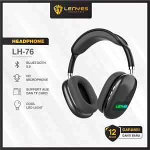 Headphone Bluetooth 5.0 LENYES LH76 RGB LED HIFI BASS wireless stereo headset bando with microphone original