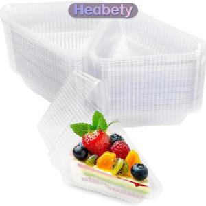 Heabety 50 100pcs bánh lát container rõ ràng tam giác tráng miệng hộp tái sử dụng thực phẩm đóng gói hộp Stackable bánh sandwich chủ cho trái cây bánh