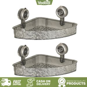 [VSC] Suction Cup Triangular Storage Basket No Drill Corner Floating Shelf Multifunctional Shampoo Holder Bathroom Accessories