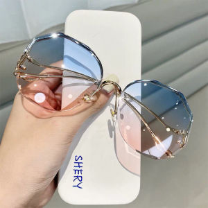 FNCXGE Frameless cut womens Sunglasses Vintage Shades For Women Korean version UV resistant Sun Glasses