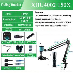 YIZHAN ALL 4K digital microscope for electronics1080P48MP 60MP150X LensProfessional Metallurgical Microscope with Measurement Software for Lab QCHDMI USB Type-C VGA Outputfor Circuit Board InspectionPCB Soldering RepairWatch Clock Repair