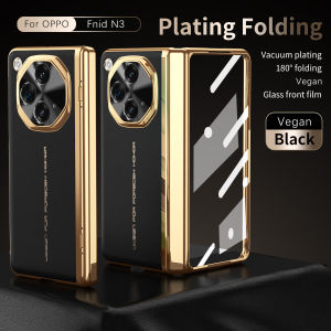 0930[Local Stock] Christmas Halloween Luxury Leather Plated Frame Hinged Tempered Glass Protective film Case For OPPO Find  N3 All-inclusive Cover h261009
