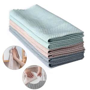 [SG SELLER]25cm*25cm 5pc Efficient Microfiber Fish Scale Wipe Cloth Anti-grease Wiping Rag Super Absorbent Home Washing Dish Kitchen Cleaning Towel