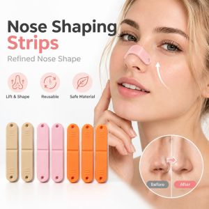 NALANILI 1/3PCS Tự tạo hình Kẹp định hình mũi Lượn cong Có thể tái sử dụng. Dụng cụ nâng sống mũi Hai lỗ Miếng dán định hình mũi dành cho phụ nữ/nam giới