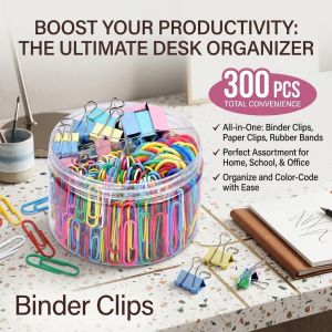 Colorful Binder Clips Black Butterfly Clips Paper Clips Assorted Office Stationery Set Rubber Bands Multipurpose School Supplies