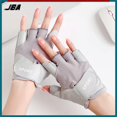 JBA Gym Gloves For Women A Pair Half Finger Thicken Palm Rest Adjustable Velcro Breathable Durable Workout Gloves