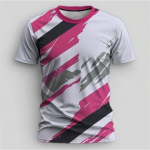 2026 New Mens T-Shirt Abstract Contrasting Striped Print Casual Graffiti Print Short Sleeved Fitness Sports Casual Top T-Shirt