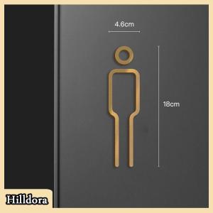 [Hilldora] Black Color Toilet Sign Plate Brass Wash Room Door Wall Label Sticker Wc Holder Signage Board