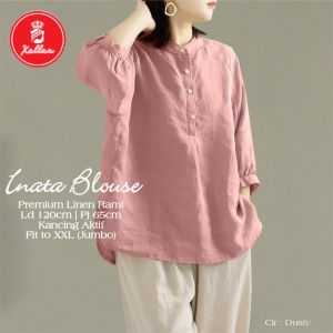 Blouse Wanita Baju Atasan Linen Rami Casual Inata Blouse Korean Style Terbaru Nyaman - XELLEA