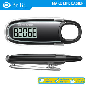 Brifit 3D Pedometer for Walking with Removable Clip and Carabiner Simple Step Counter for Walking Accurate Clip On Step Tracker for Men Women Kids