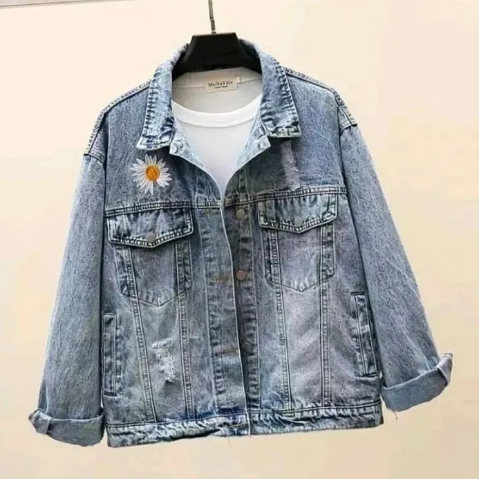 Jaket denim wanita store oversize