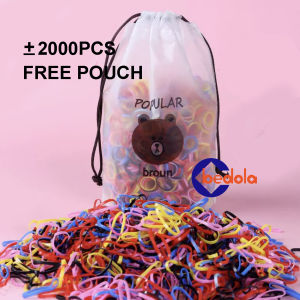 2000 pcs karet ikat rambut karet jepang free pouch