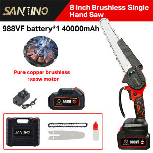 SANTINO 4/6 Inch Mini Cordless Electric Portable Chainsaw Gergaji Pokok Wood Cutter Electric Saw Portable Potong Pokok For Tree Pemangkasan Kayu Elektrik Rechargeable Li-ion Battery [On sale in Malaysia]