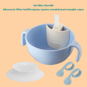 HIPPOLAND Baby 3 in 1 Snack Bowl / Wadah Penyimpanan/6 in1 sendok/ garpu /melengkung 464-465