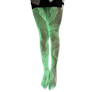 Women Glow in the Dark Fishnet Pantyhose Stockings Skull Flame Snake Pattern Tights Halloween Mesh Socks Leggings Hosiery
