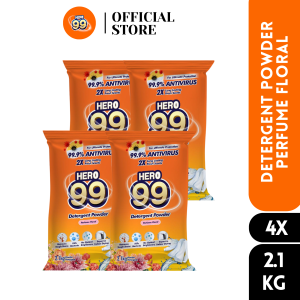 HER0 99 DETERGENT POWDER - PERFUME FLORAL 2.1KG | EXPERT IN INDOOR DRYING X 4 PACK