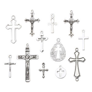 10-40Pcs Antique Silver Alloy Cross Pendants Catholic Christian Christmas Pendant Charms For Necklace DIY Jewelry Making Accessories