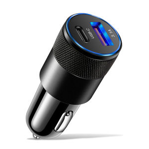 Dual-Port PD Quick Charge 4.0 Car Charger for iPhone/Samsung - 3.7A Dual USB/1 USB-C Multifunctional Anti-Fall New