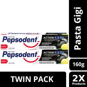 Pepsodent Action 123 Pasta Gigi Charcoal 160G Twinpack isi 2 - Tooth Paste Penyegar Mulut Perawatan Gigi