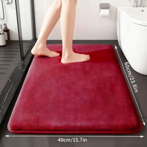 Solid Color Bathroom Mat Bathroom Floor Mat Door Mat Household Non Slip Foot Mat Coral Velvet Absorbent Quick Drying Door Mat