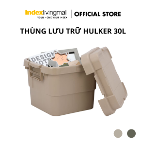 Thùng lưu trữ hộp nhựa đựng đồ lưu trữ đa năng 30 lít HULKER-NEW Index Living Mall cao cấp có nắp khóa tay cầm dễ di chuyển khi du lịch nhập khẩu Thái Lan màu Kem | Storage Box