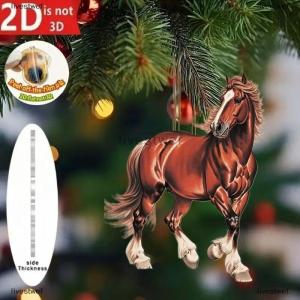 [COD] livestwef 2D Acrylic Horse Pendant Backpack Charm Car Rearview Mirror Pendant Christmas Tree Hanging Ornament Party New Year Decoration