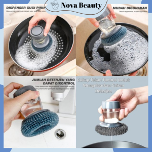 Wire Brush Sikat Sabut Kawat + Dispenser Sabun Cuci Piring Sikat Panci 2 In 1