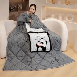 MUMU Mùa đông Áo hoodie có thể mặc như chăn 2 trong 1 Ấm áp Áo chăn Thời trang Đa chức năng Khăn choàng lông cừu ấm áp Đồ mặc nhà