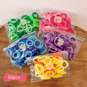 50 Cái/túi INS Phong Cách Hàn Quốc Hoa Cúc Nhiều Màu Sắc Trẻ Em Dây Buộc Tóc Scrunchies Khăn Cho con gái Tóc Đuôi Ngựa Dây