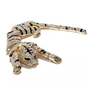 Rhinestone Silver Gold Color Tiger Brooch Winter Fashion Beautiful Wedding Pin Women And Men Accessories Gift