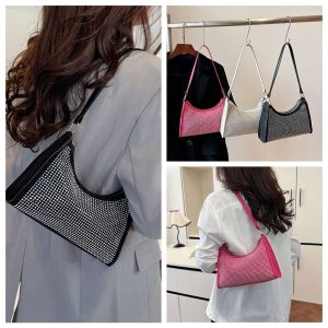 DJAQWA Mini Evening Banquet Bag Square Shiny Glitter Shoulder Bag Fashion Underarm Bag Rhinestone Hand Bag Party