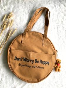 Tas Tote Bag Kanvas Wanita Mocca - Tas Kanvas Circle Totebag Full Puring Resleting