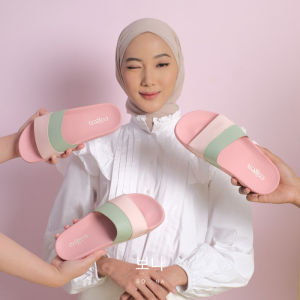 Cogen Sandal Wanita Rubber PU Slip On Bona Series - Pink Green